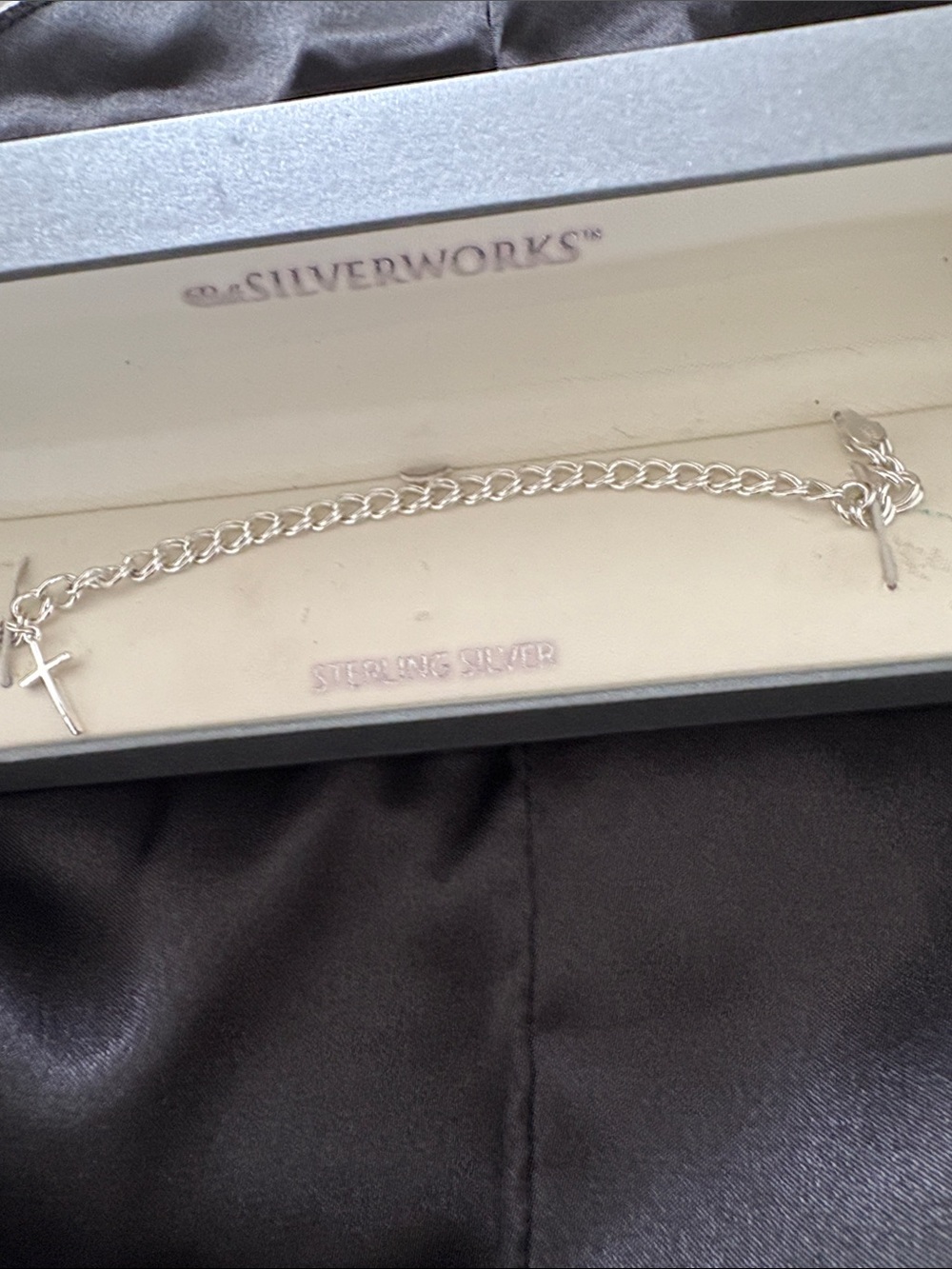 Silverworks Sterling Silver Cross Charm Bracelet